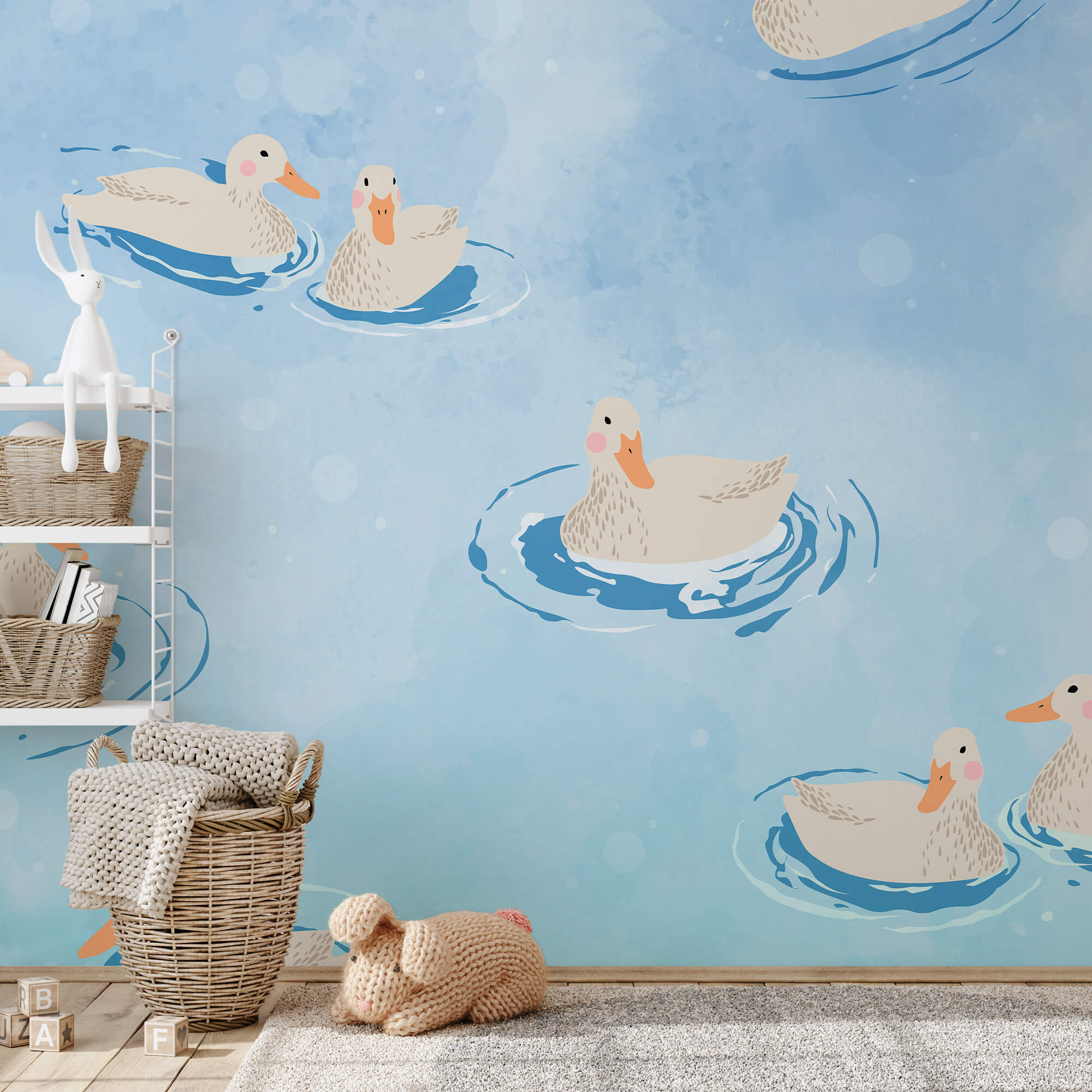 Group of ducks swimming in water