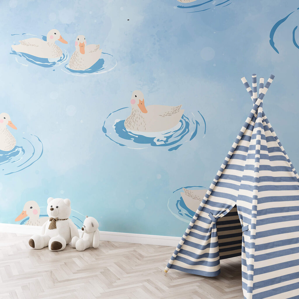 Group of ducks swimming in water