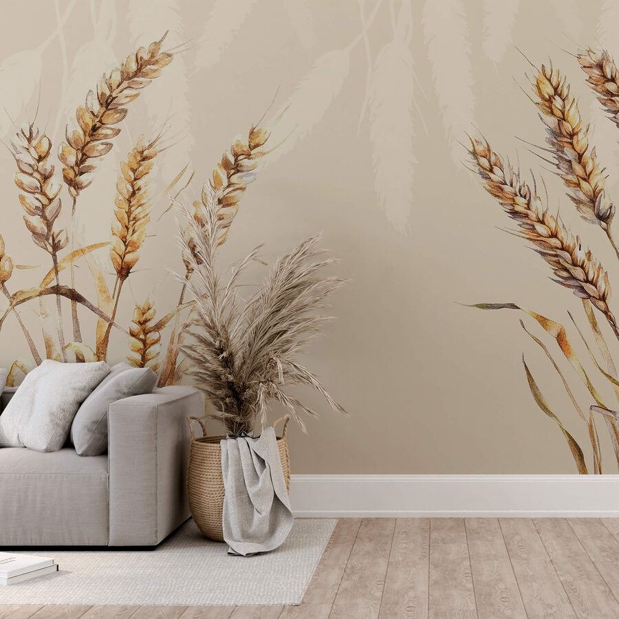 Wall murals Painting of wheat on a white background - Image 2