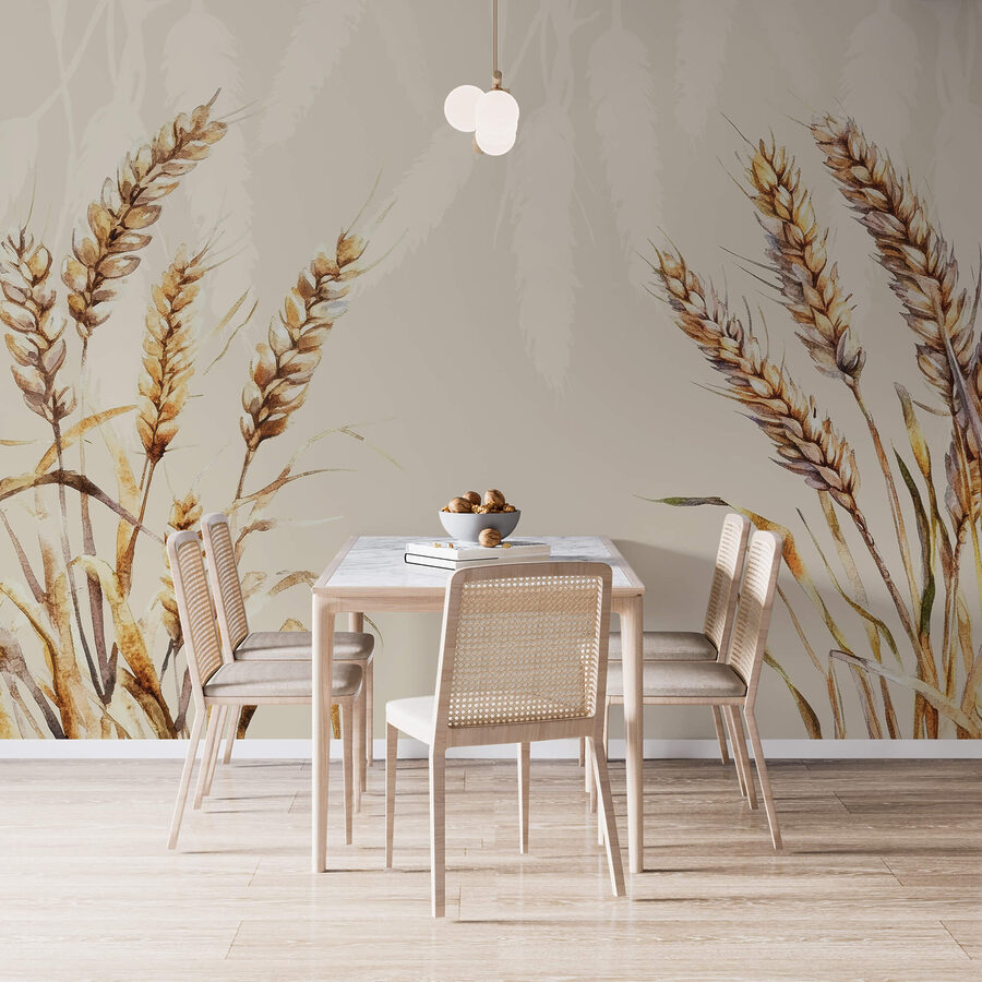 Wall murals Painting of wheat on a white background