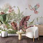 Painting of birds flying over a plant Wall mural Painting of birds flying over a plant