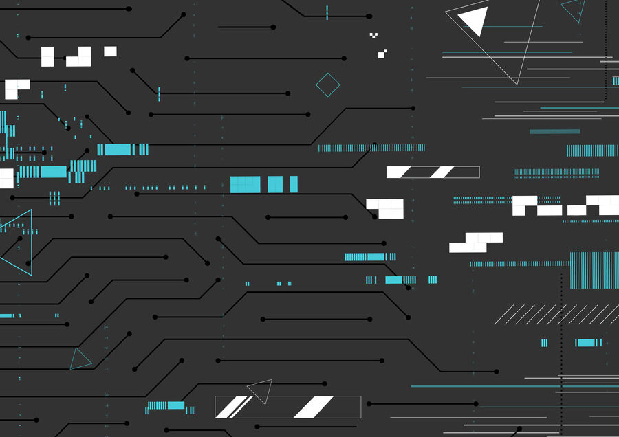 Black background with many lines and dots