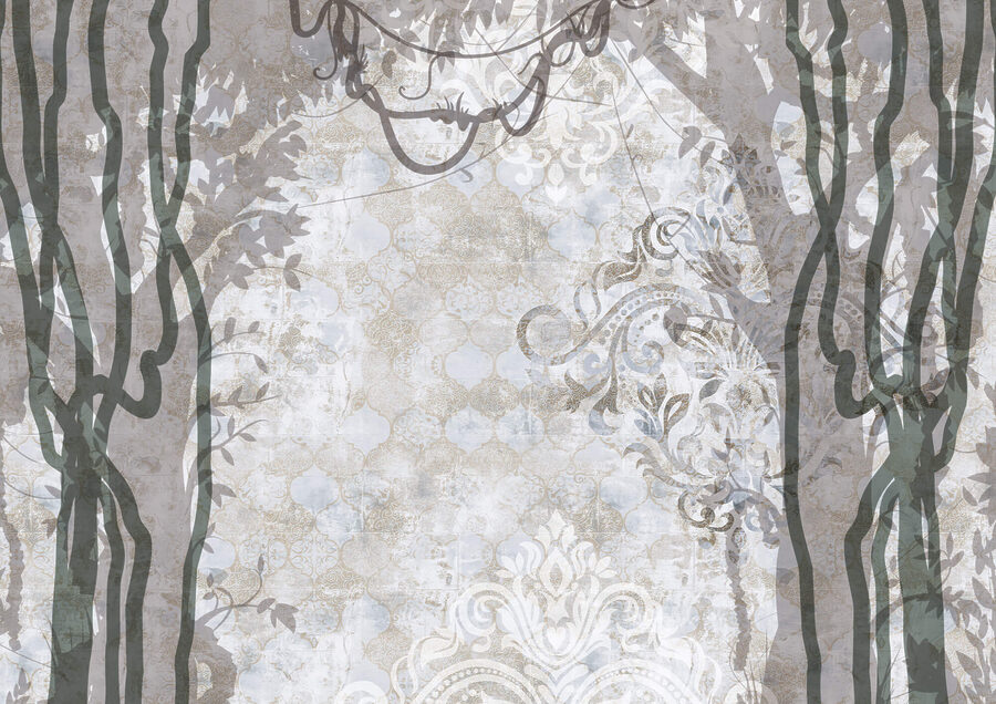Wall murals White wall with vines and leaves - Image 3