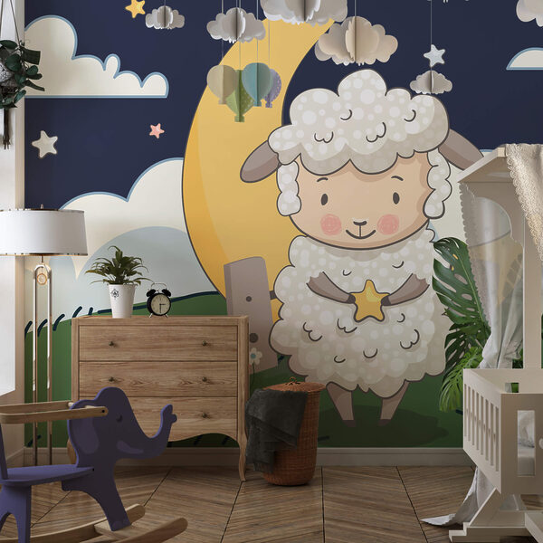 Cartoon of a sheep holding a star Cartoon of a sheep holding a star