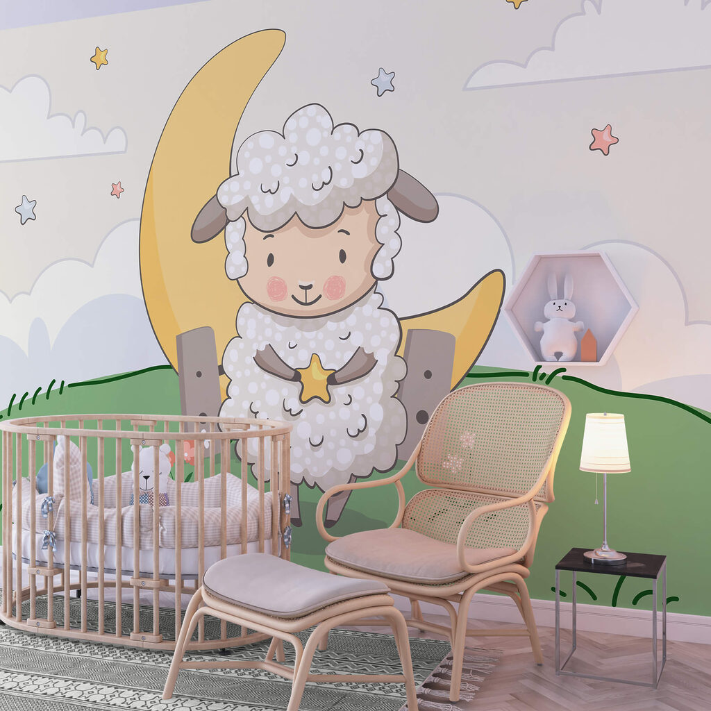 Cartoon of a sheep holding a star