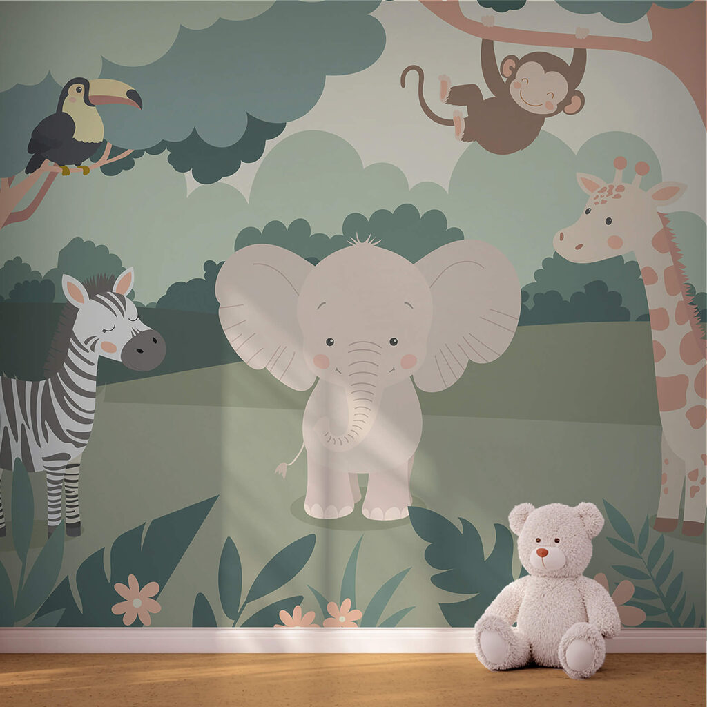 Cartoon of animals in a forest Cartoon of animals in a forest