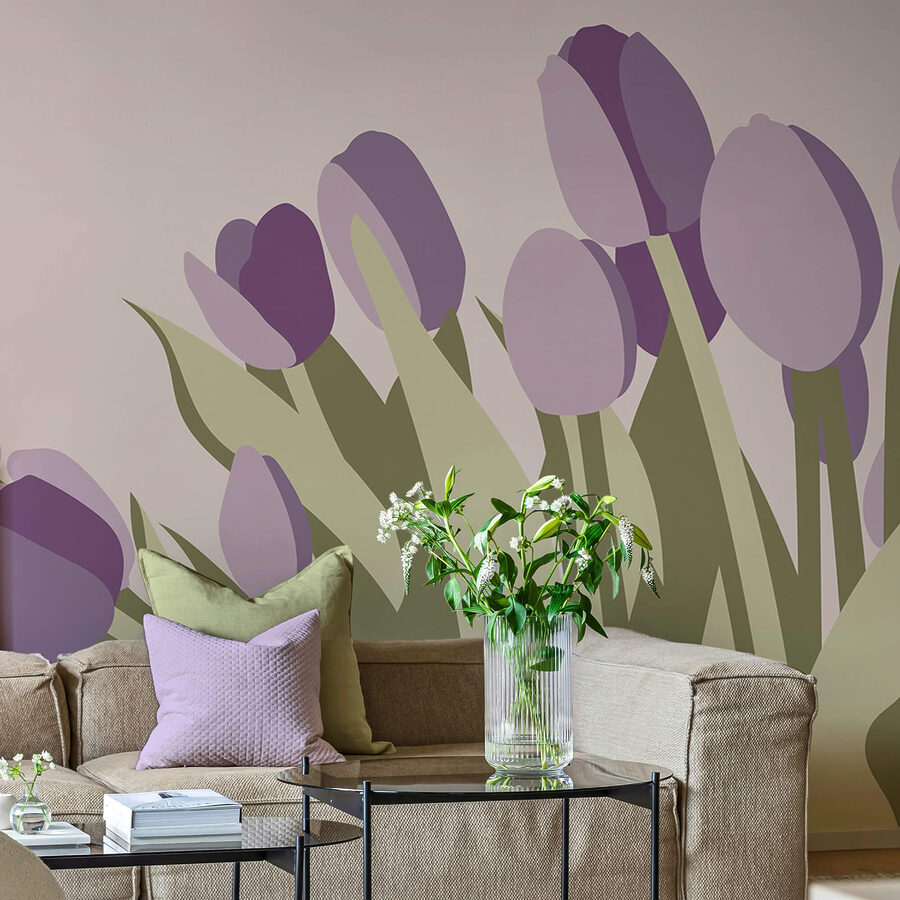 Wall murals Bunch of purple tulips - Image 2