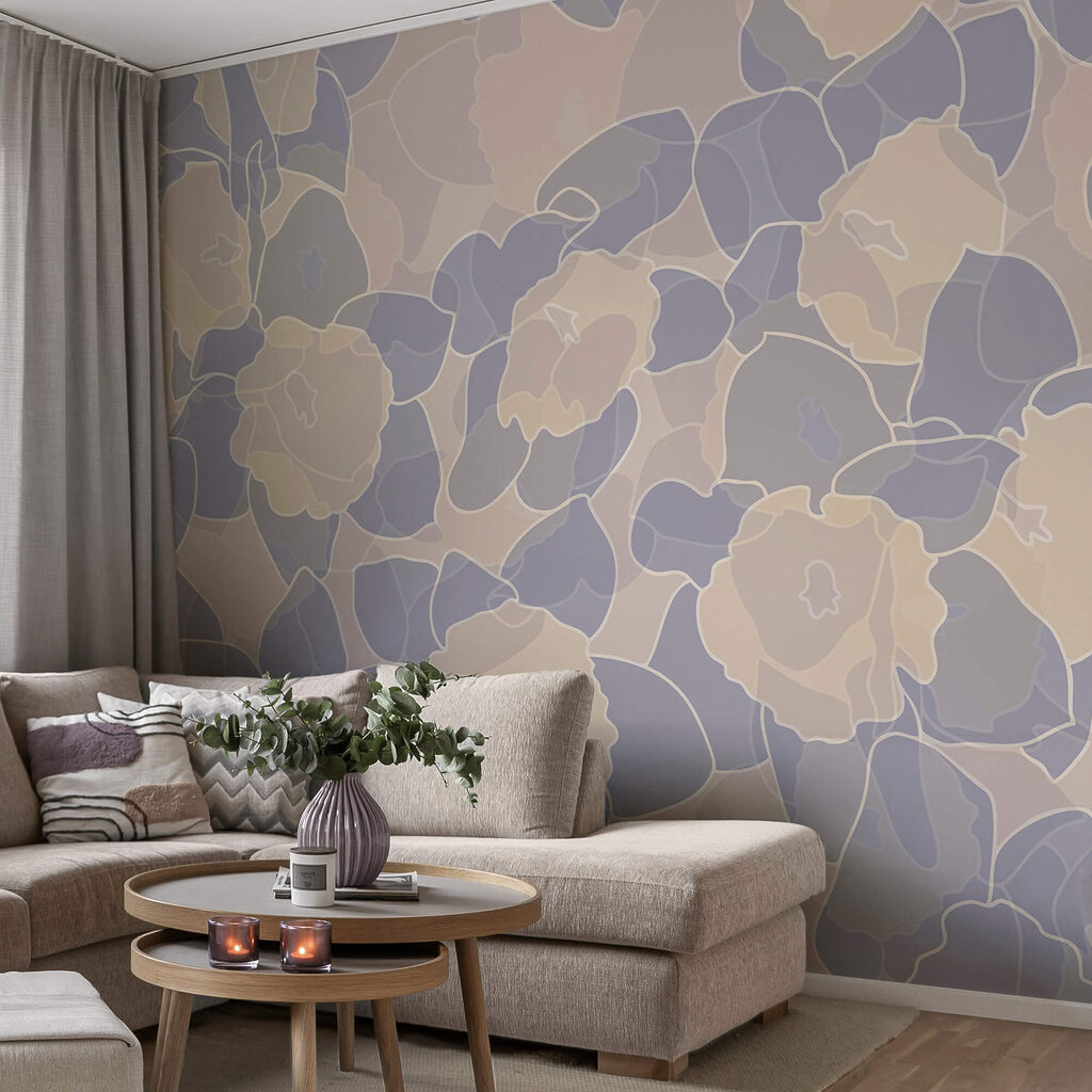 Pattern of flowers and leaves