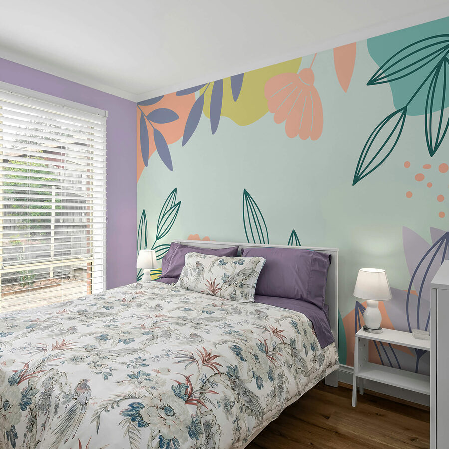 Wall murals Colorful floral pattern with leaves - Image 2