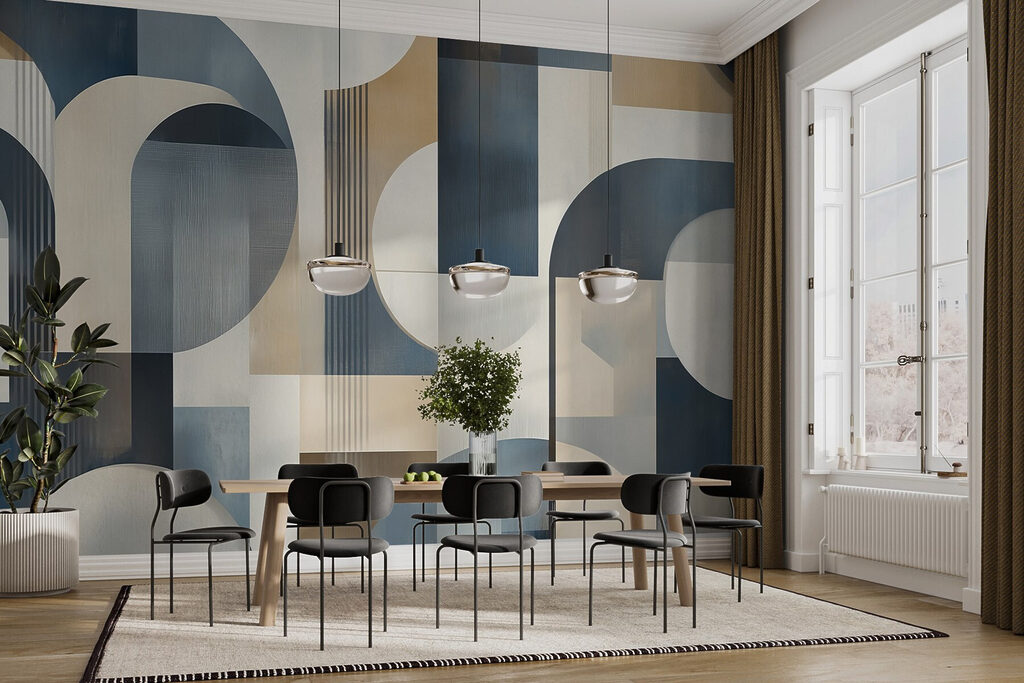 Colorful art piece with curved shapes