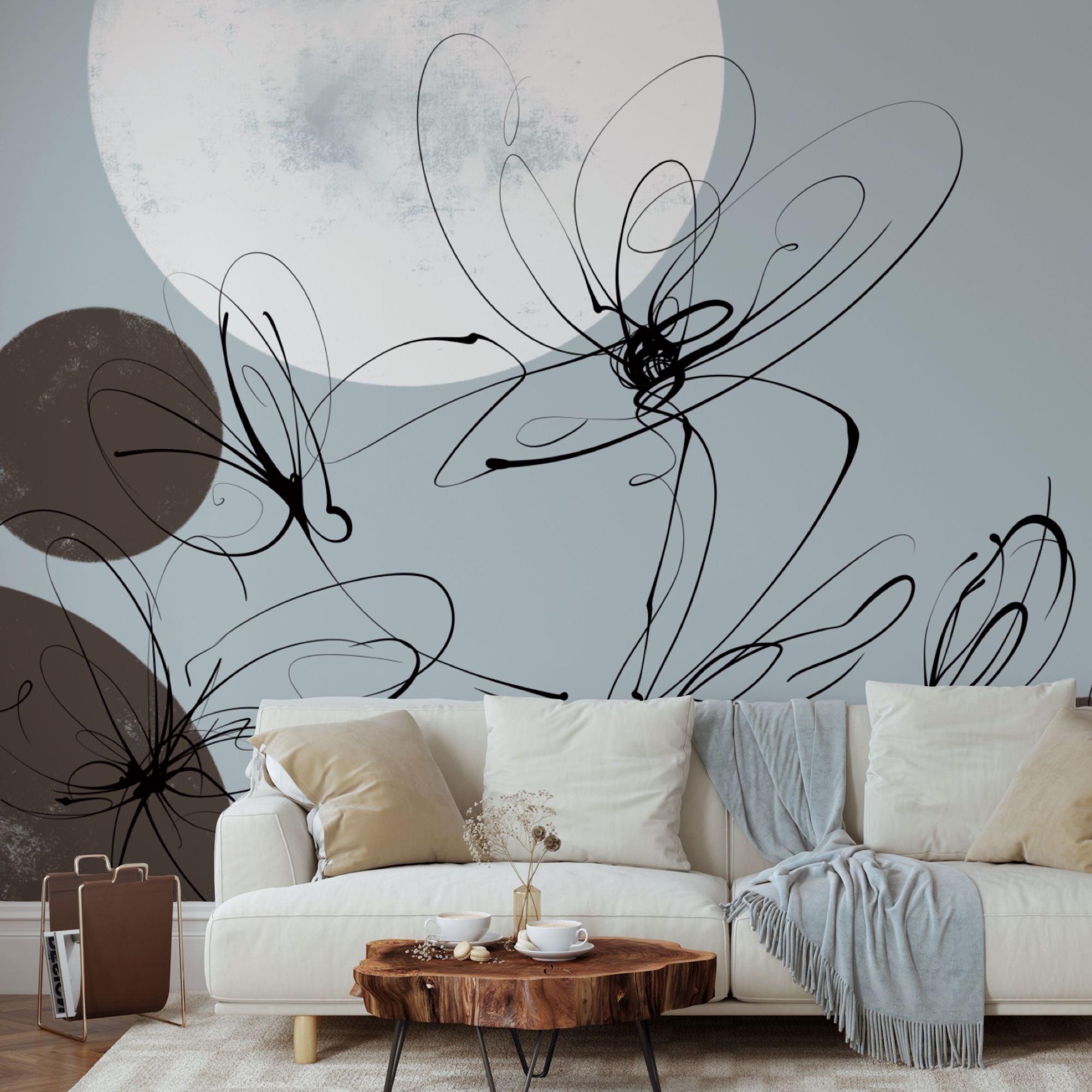 Drawing of flowers and circles