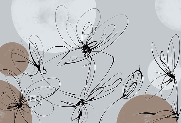 Drawing of flowers with circles and dots