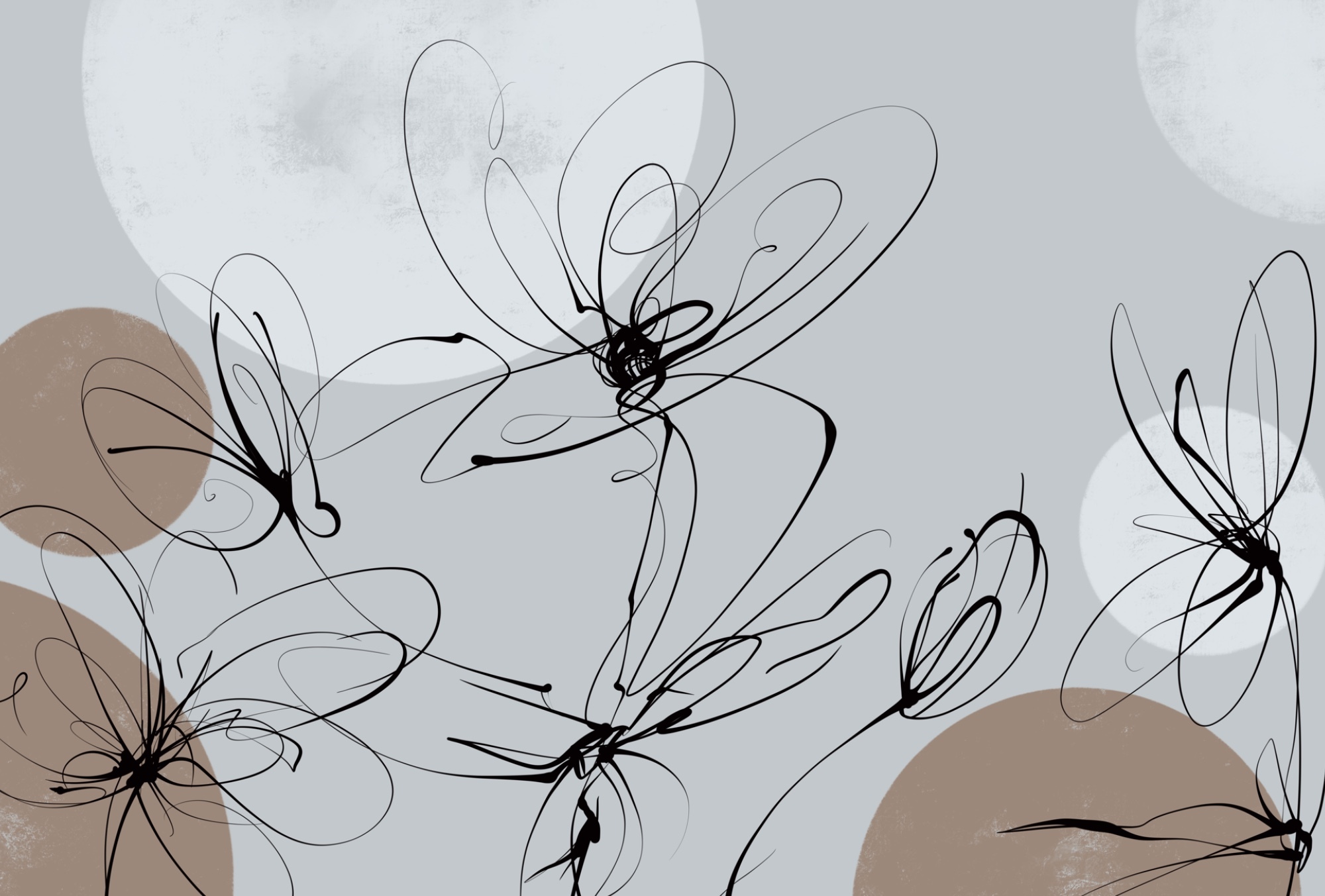 Drawing of flowers with circles and dots