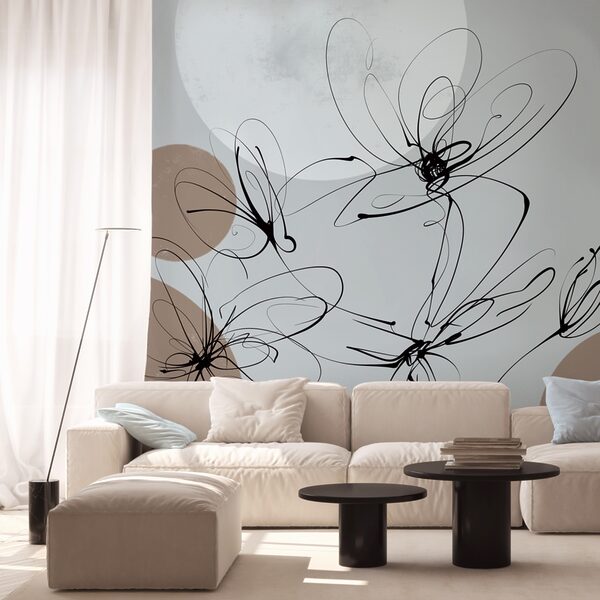 Drawing of flowers with circles and dots