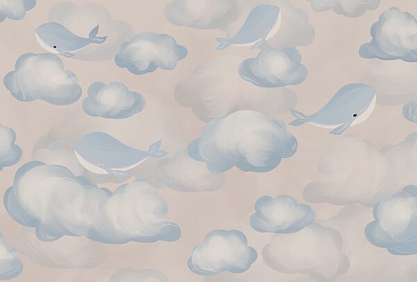 Blue and white clouds and whales Blue and white clouds and whales