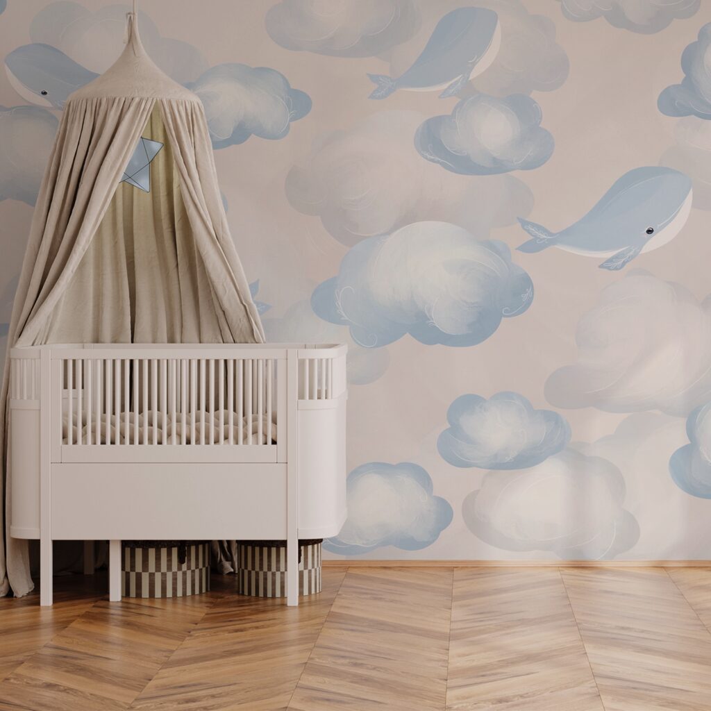 Blue and white clouds and whales Blue and white clouds and whales