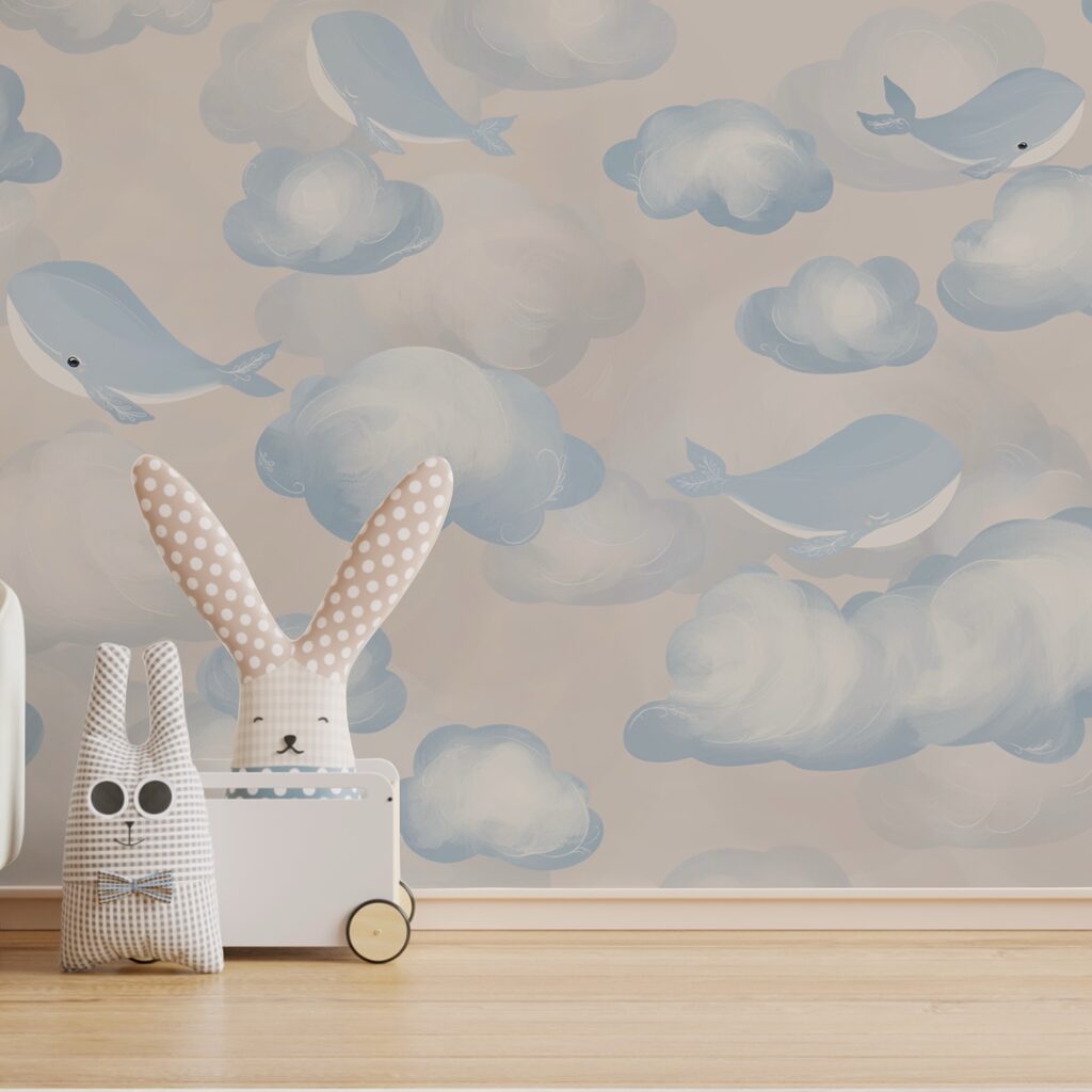 Blue and white clouds and whales Blue and white clouds and whales