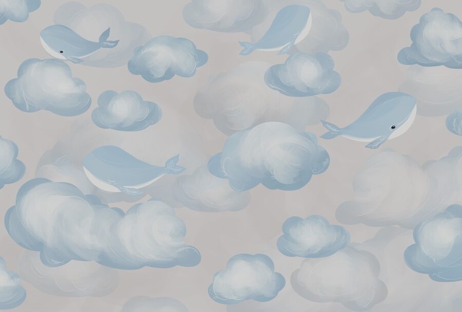 Blue and white clouds and whales