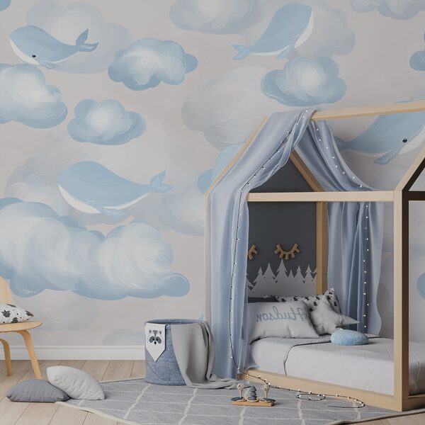 Blue and white clouds and whales Blue and white clouds and whales