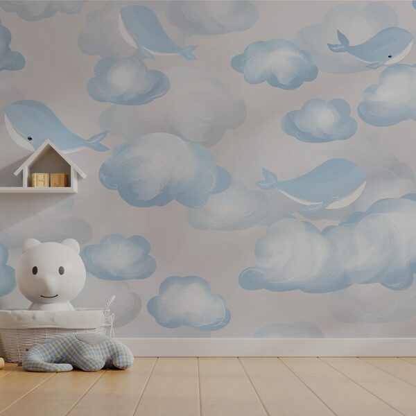 Blue and white clouds and whales Blue and white clouds and whales