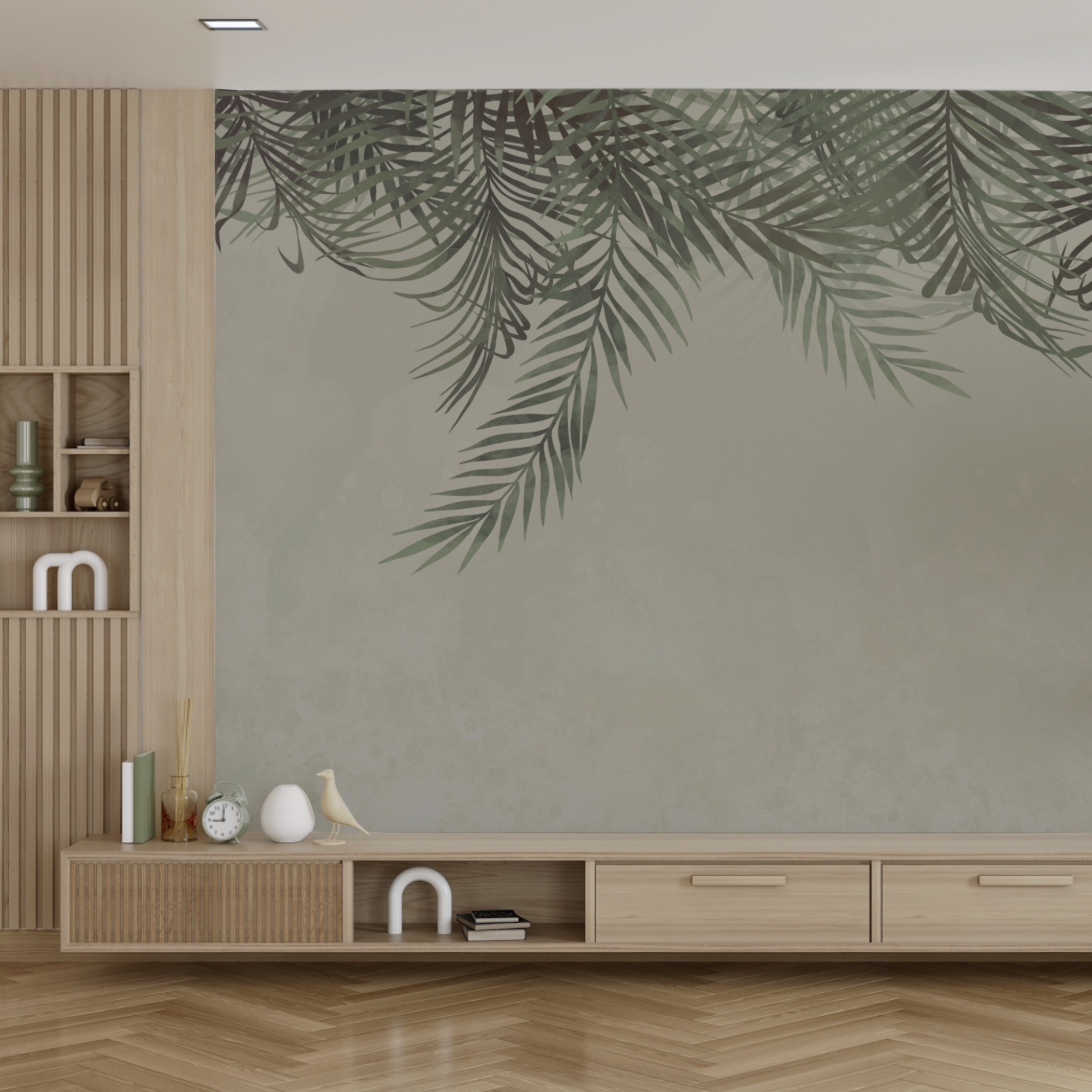 Greenery framing a soft background