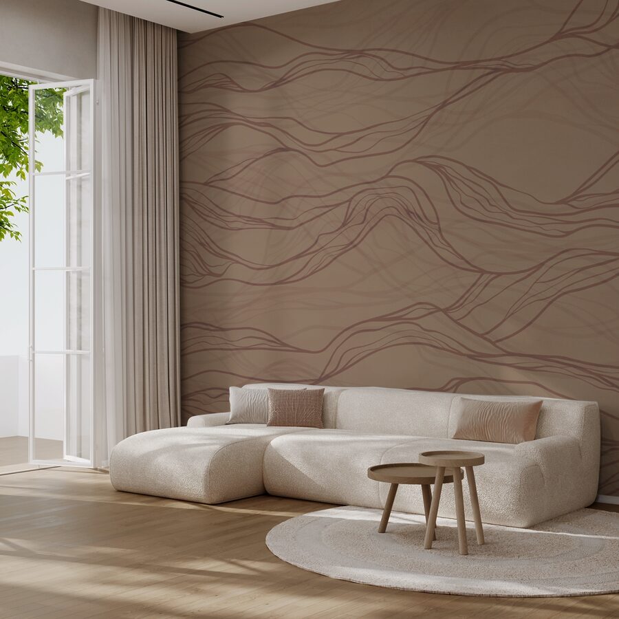 Brown wavy lines on a tan surface