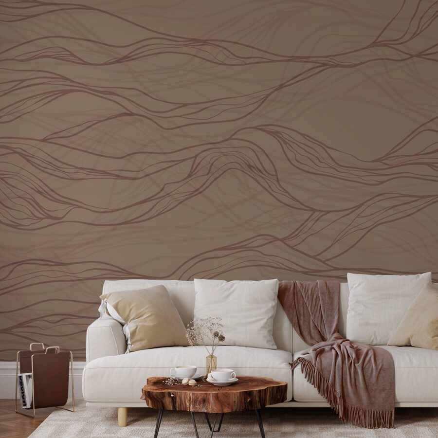 Brown wavy lines on a tan surface