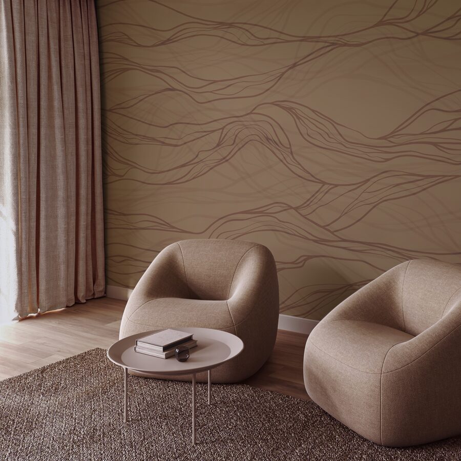 Brown wavy lines on a tan surface
