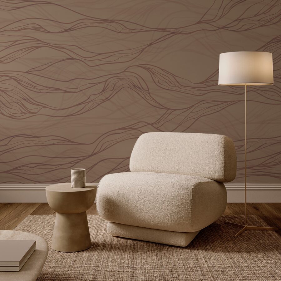 Brown wavy lines on a tan surface