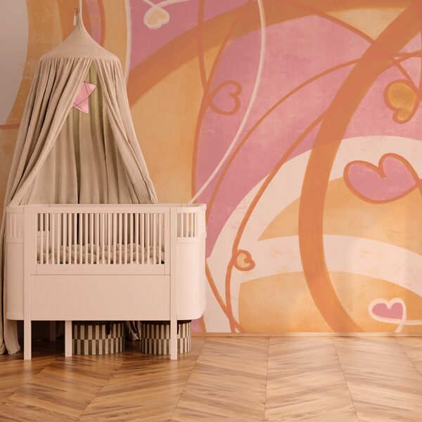 Pink and orange swirls and hearts