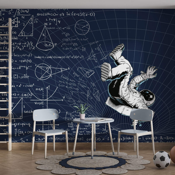 Wall murals Man in space suit falling on a board with math equations (SKU: t00171) Wall murals Wall murals Man in space suit falling on a board with math equations (SKU: t00171)