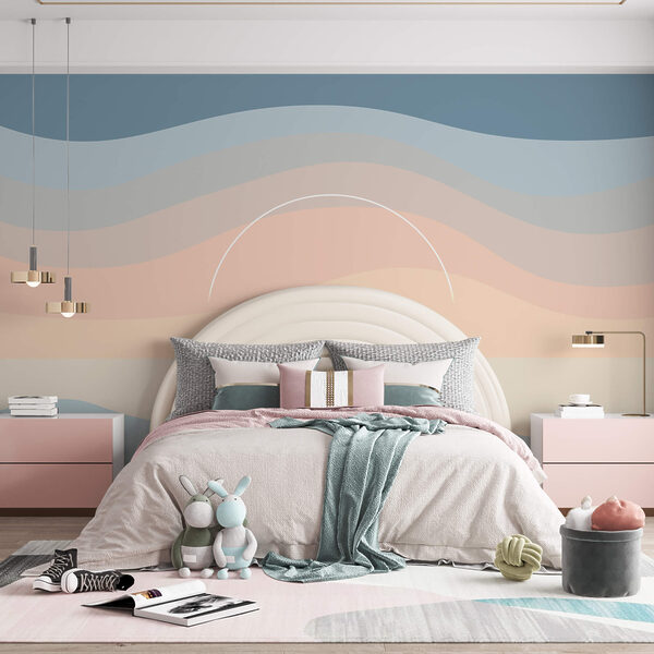 Colorful waves with a white circle in the sky Colorful waves with a white circle in the sky
