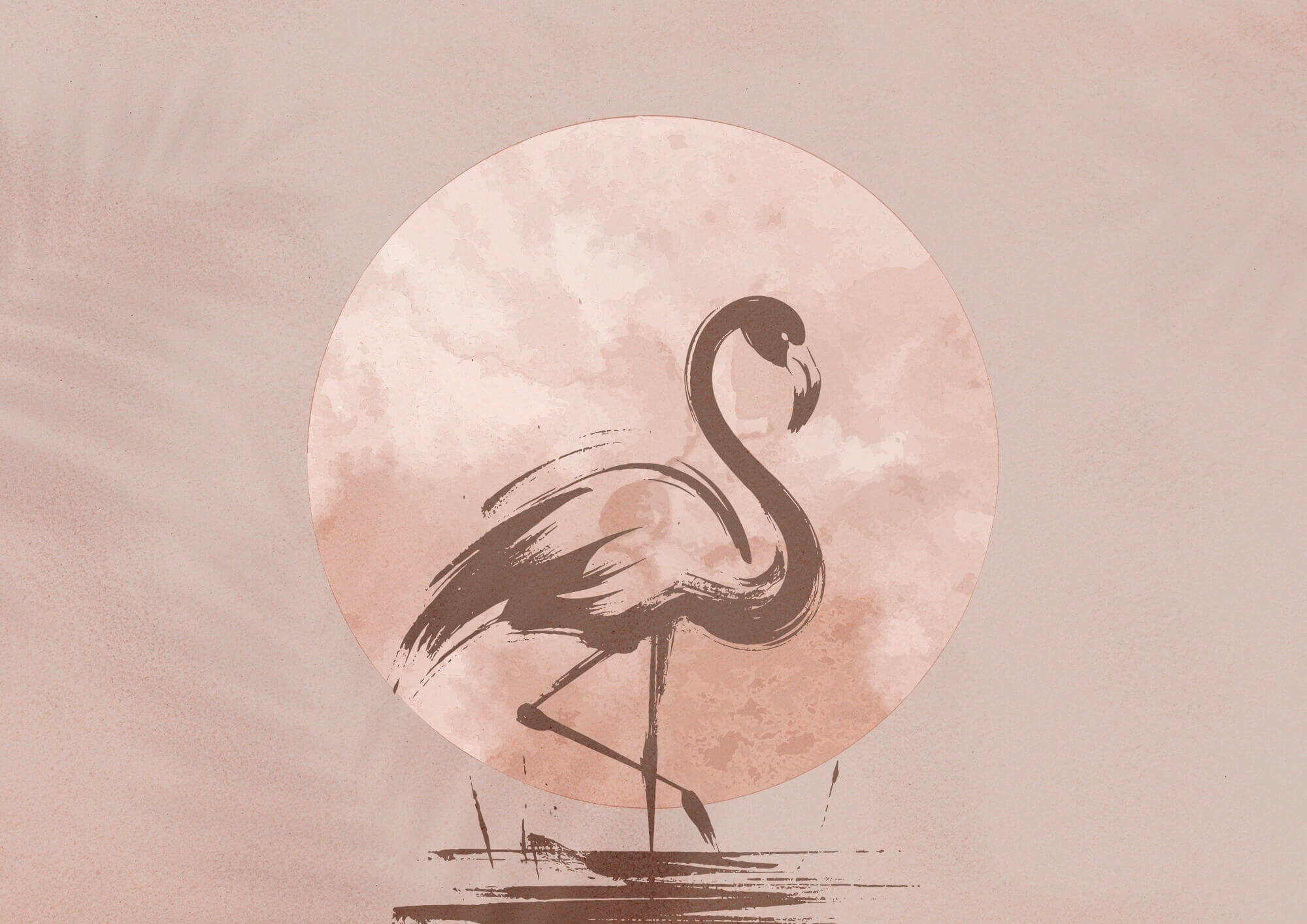 Flamingo drawing on paper Flamingo drawing on paper