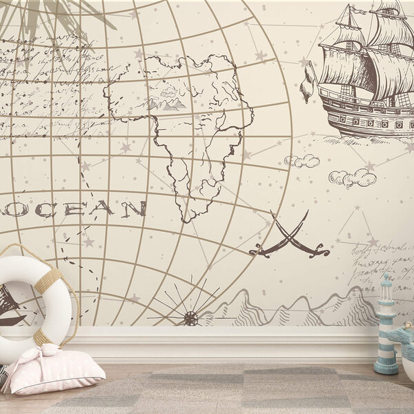 Map of the world and a ship Map of the world and a ship