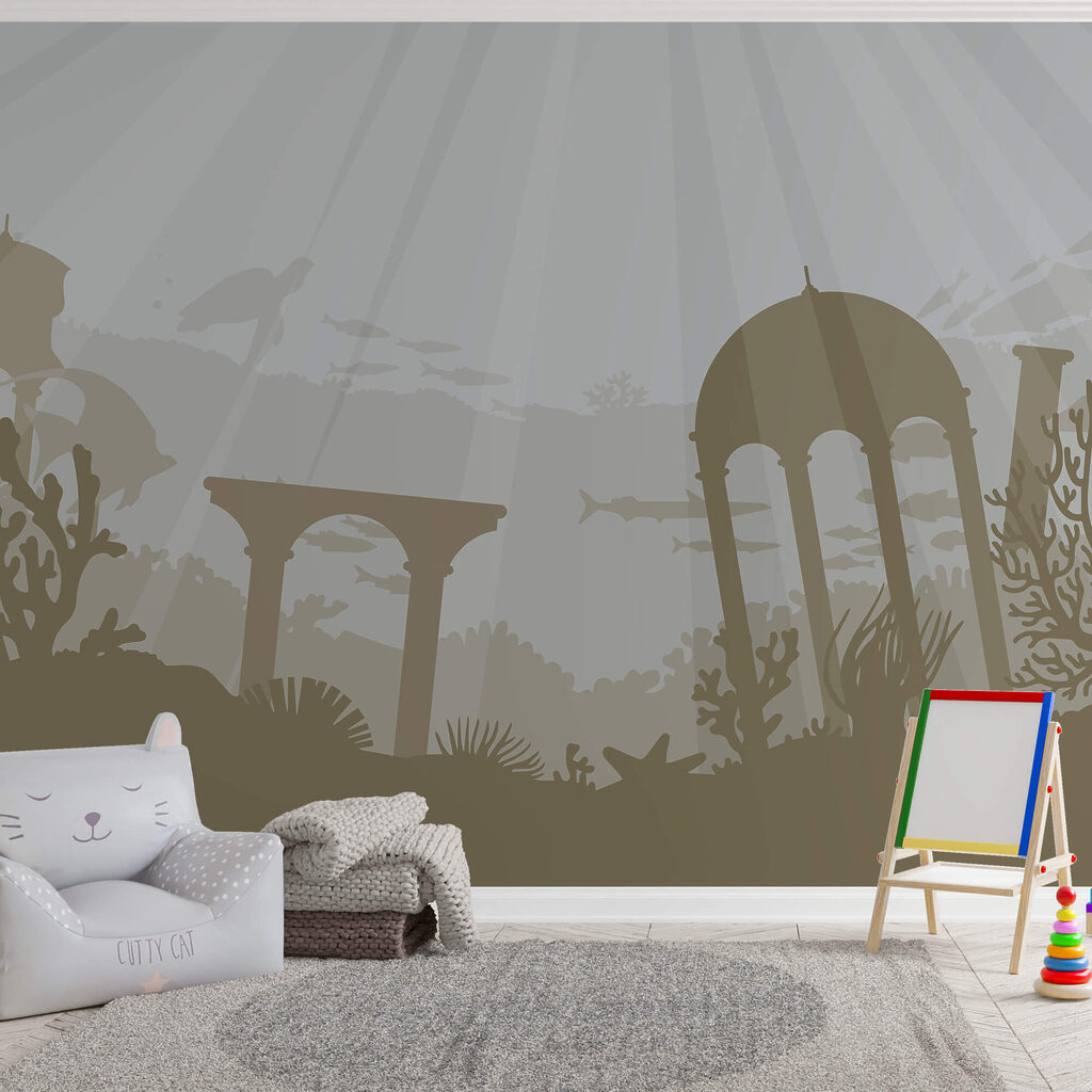 Silhouette of a building under water Silhouette of a building under water