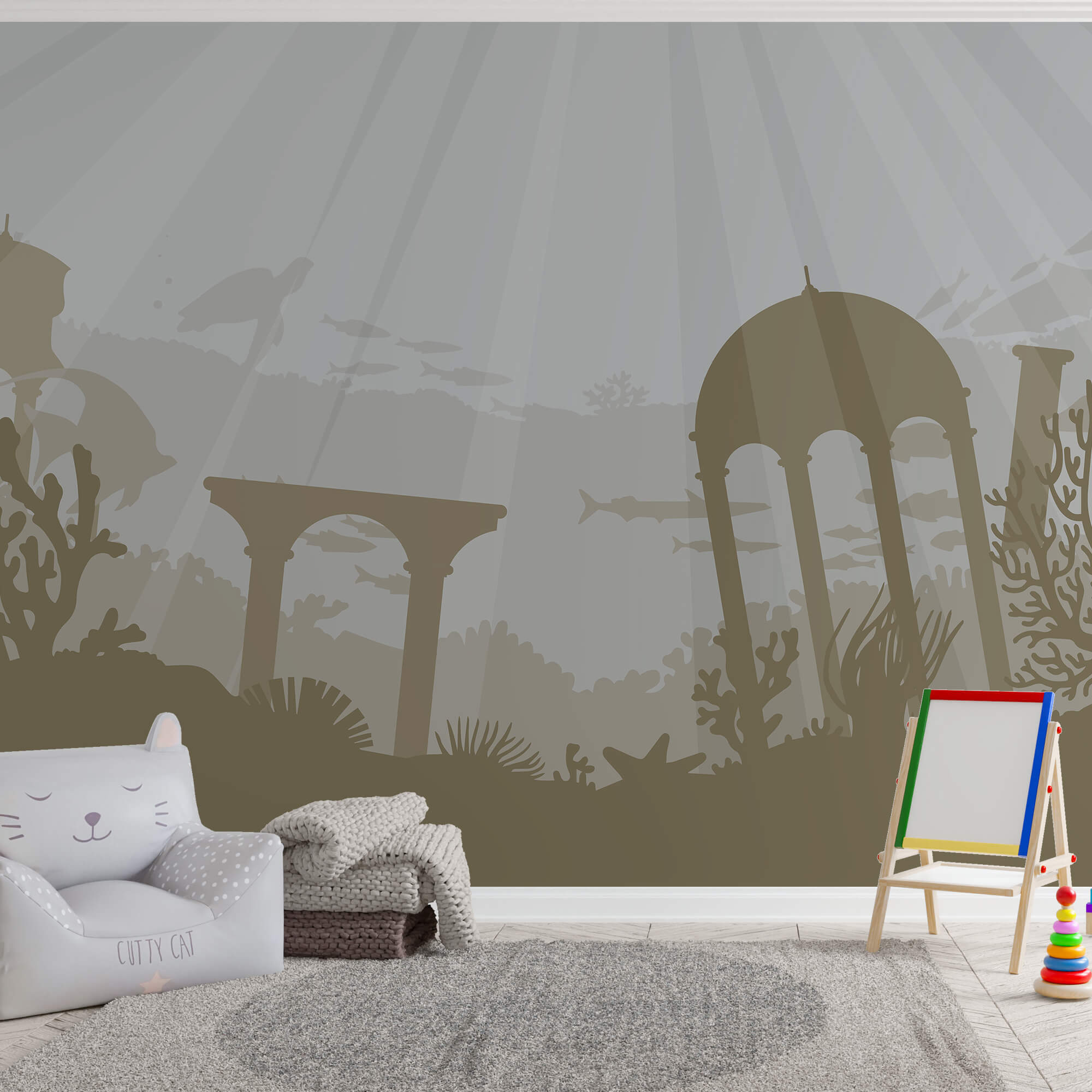 Silhouette of a building under water Silhouette of a building under water