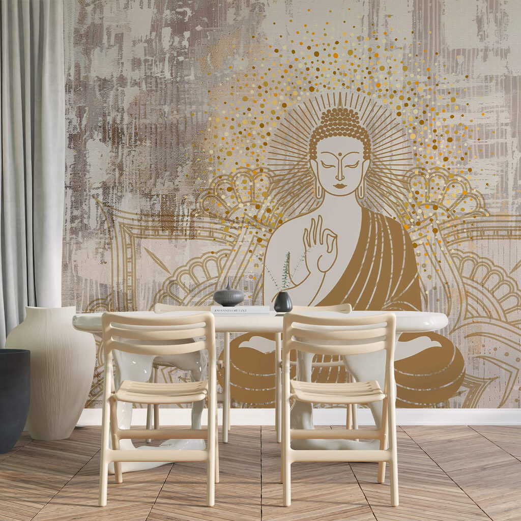 Painting of a person sitting in a lotus position Painting of a person sitting in a lotus position