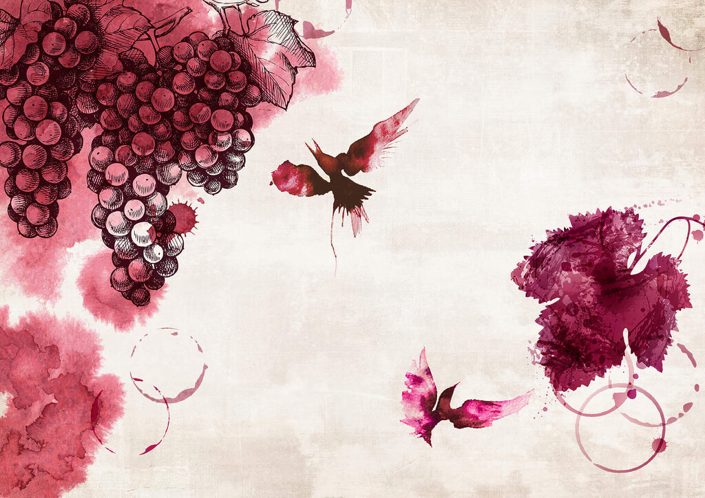 Painting of birds and grapes Painting of birds and grapes