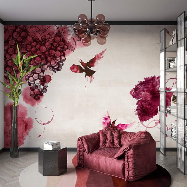 Painting of birds and grapes Painting of birds and grapes