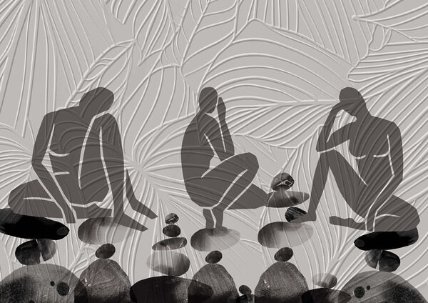 Group of people sitting on rocks