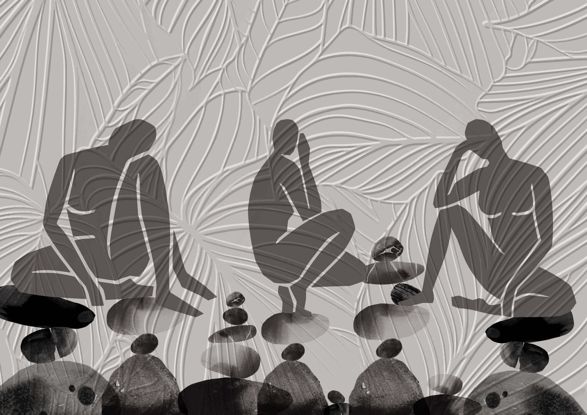 Group of people sitting on rocks