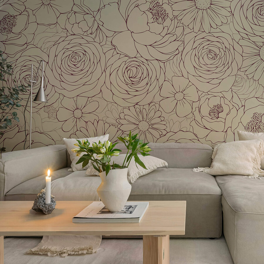 Wall murals Floral pattern in soft hues