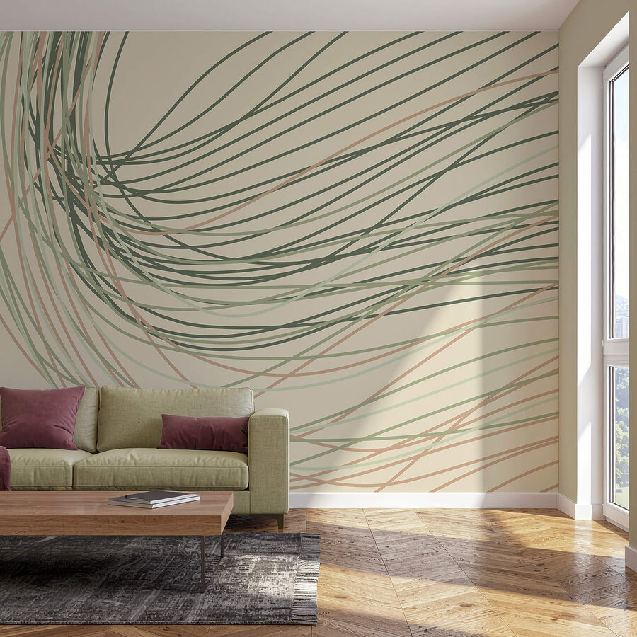 Wall murals Flowing lines in soft pastel tones