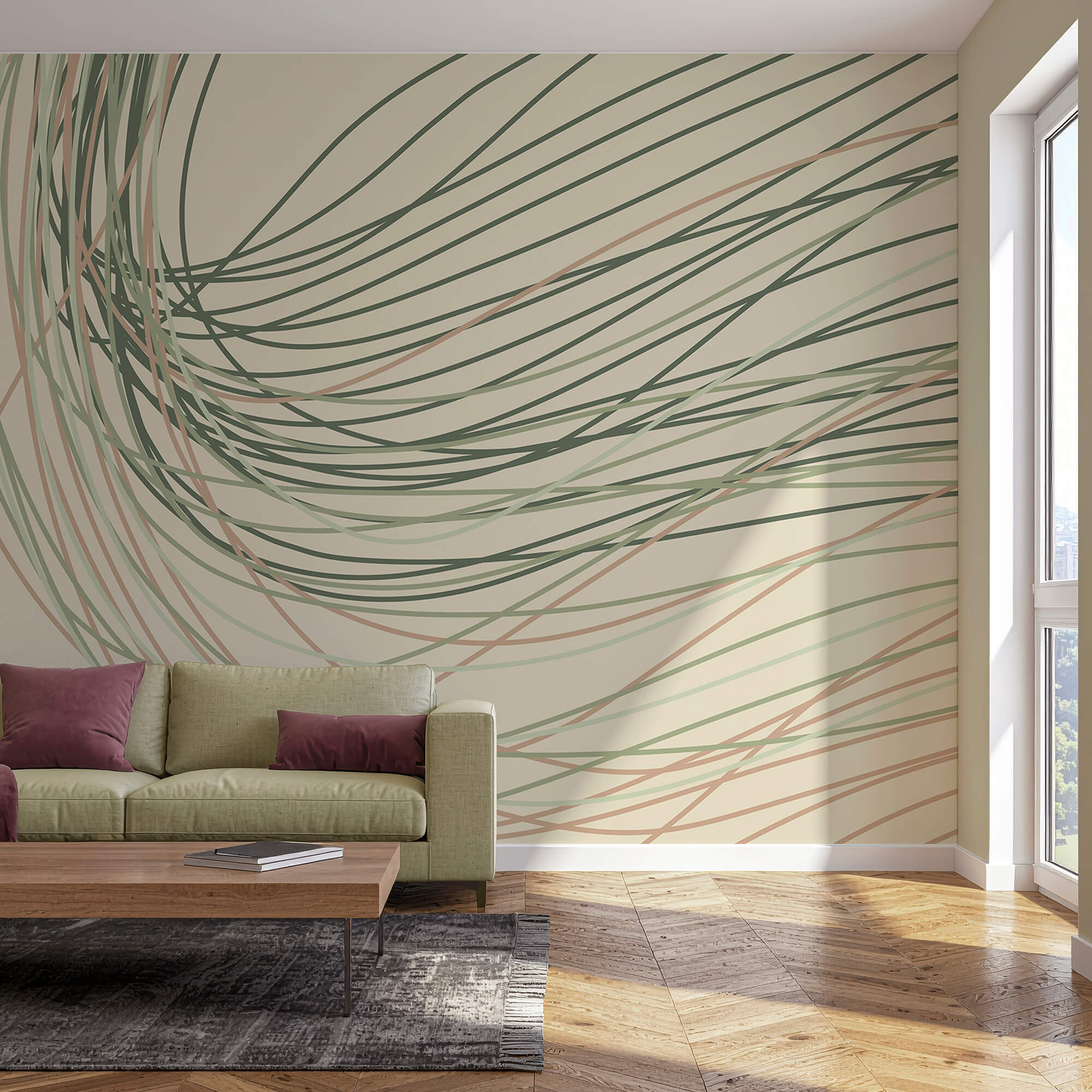 Flowing lines in soft pastel tones