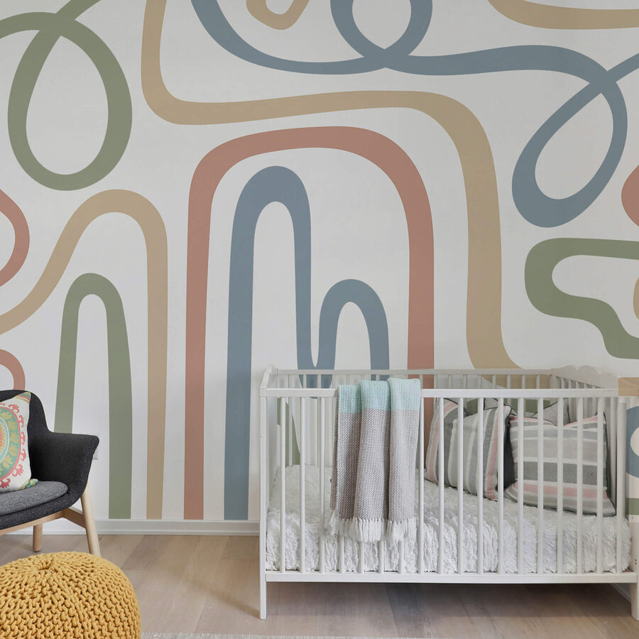Wall murals Colorful lines on a white background