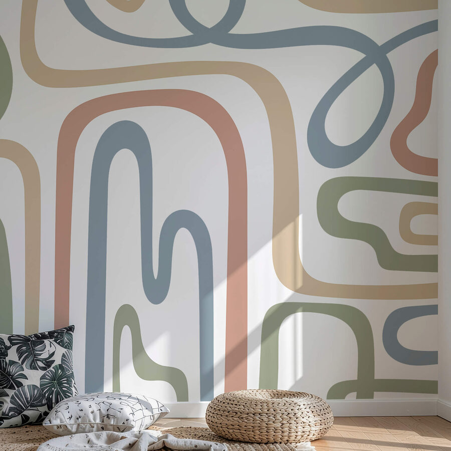Wall murals Colorful lines on a white background