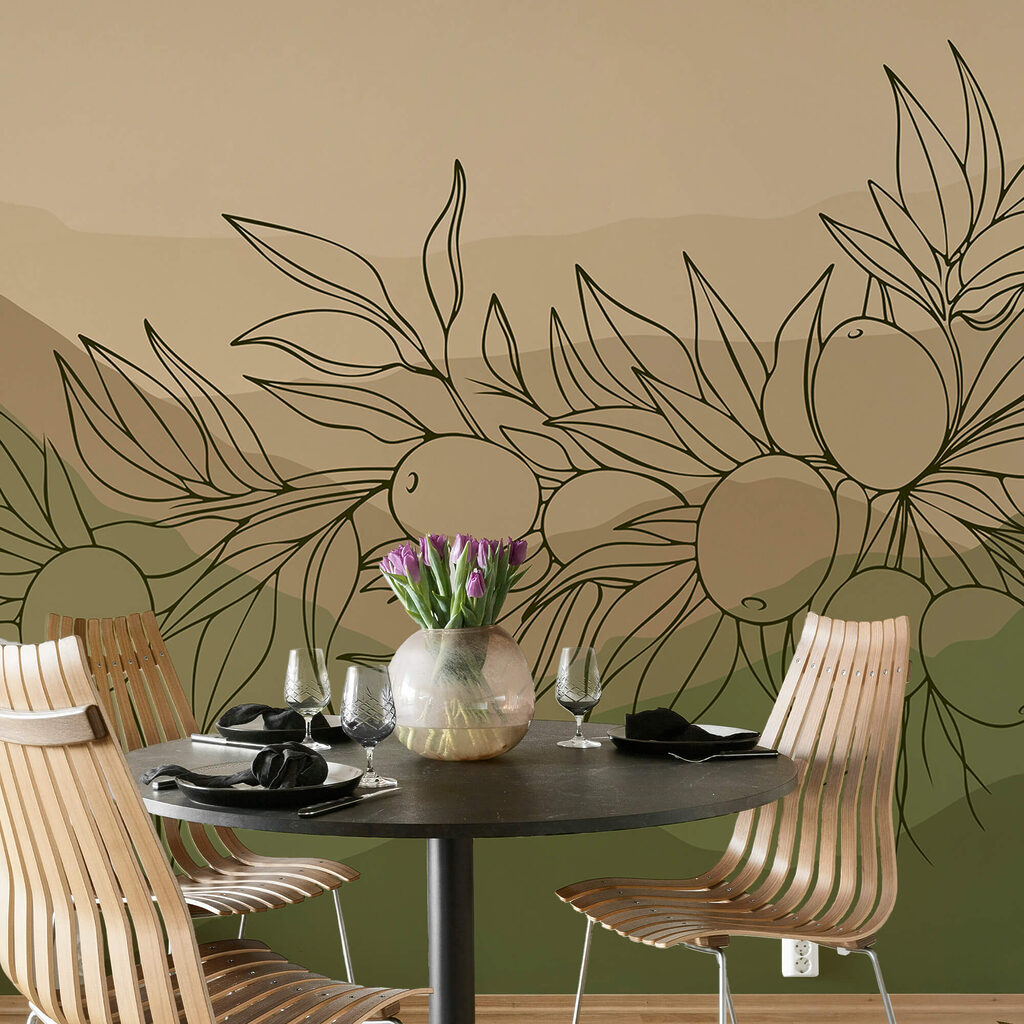 Drawing of fruit on a branch