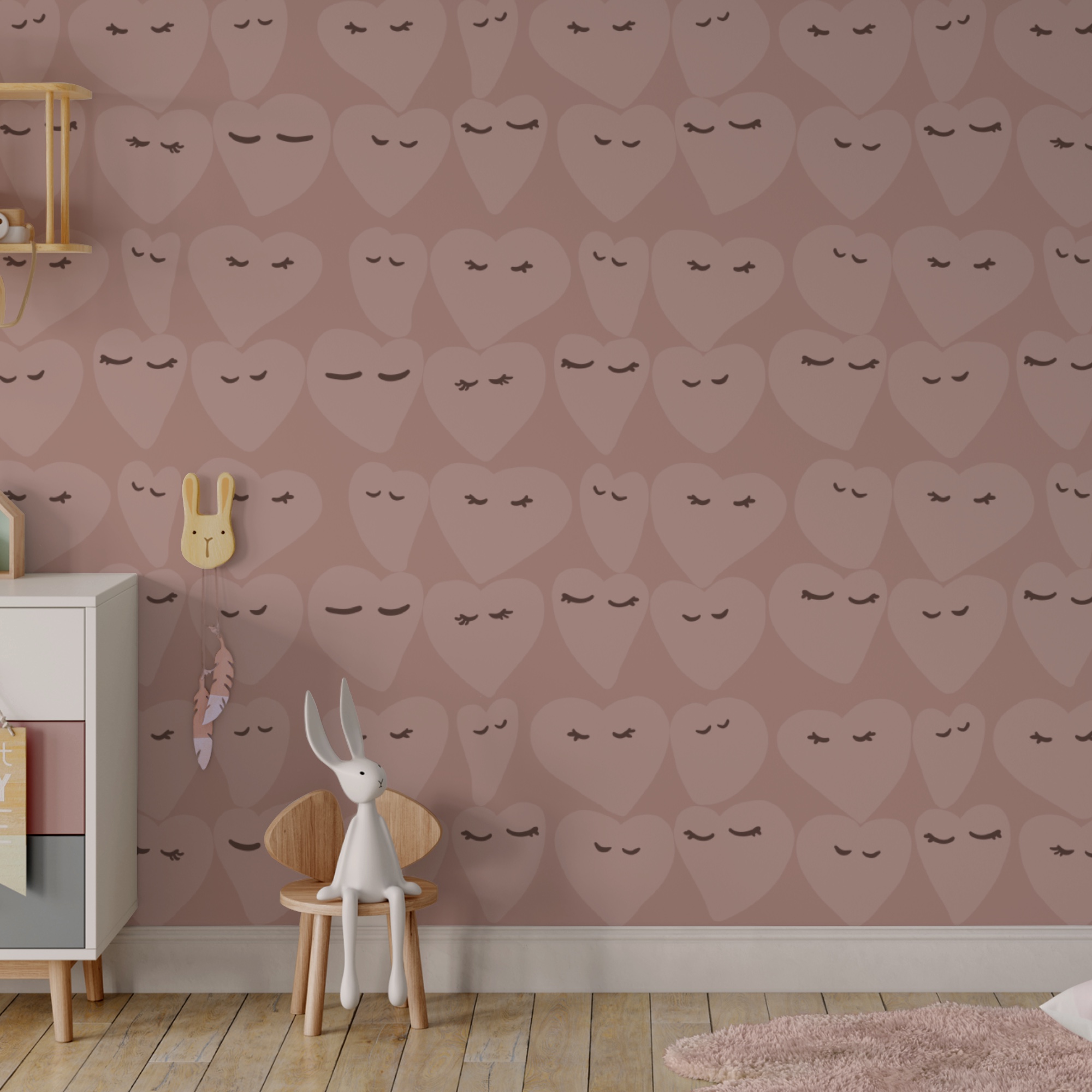 Heart patterns with playful expressions