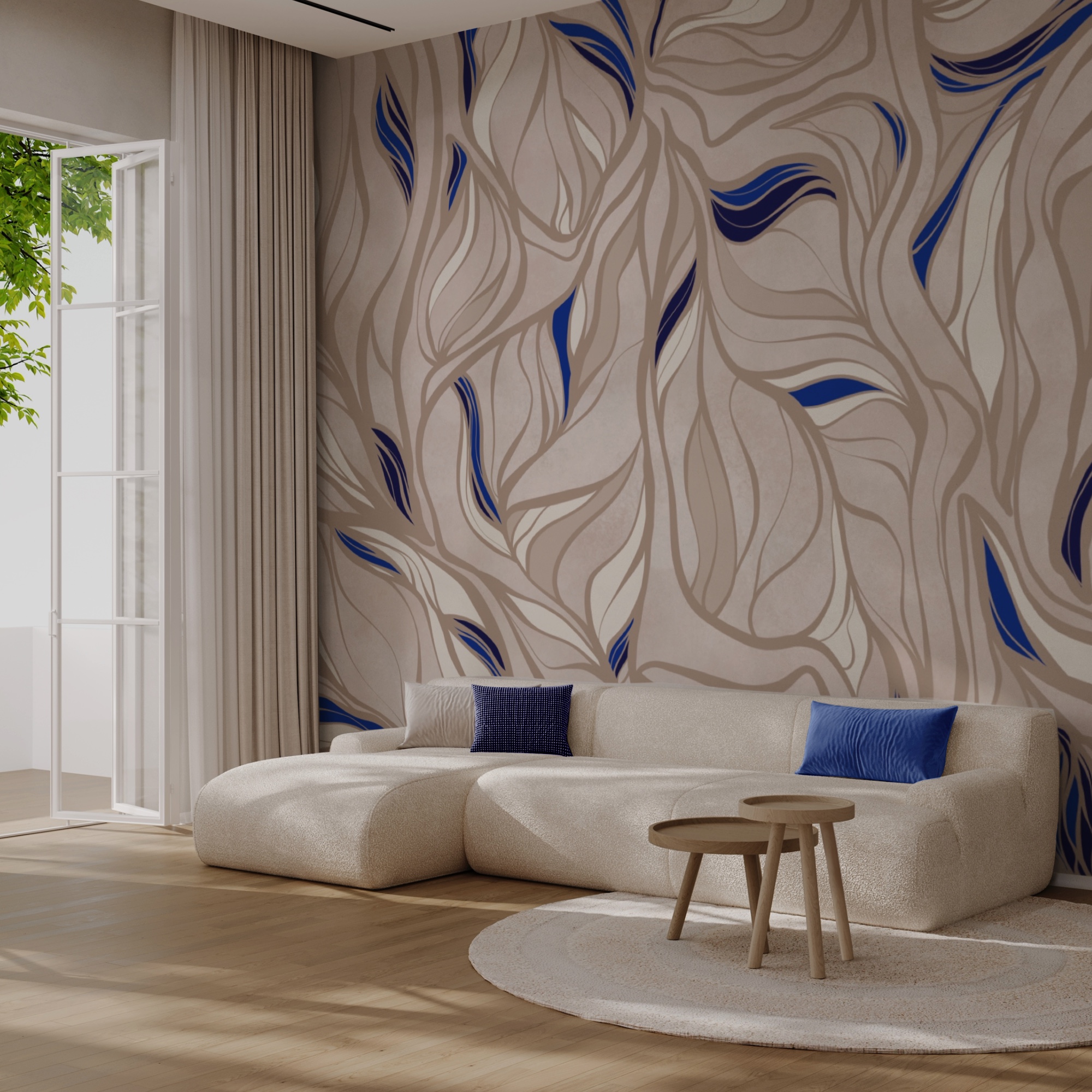 Pattern of blue and tan lines