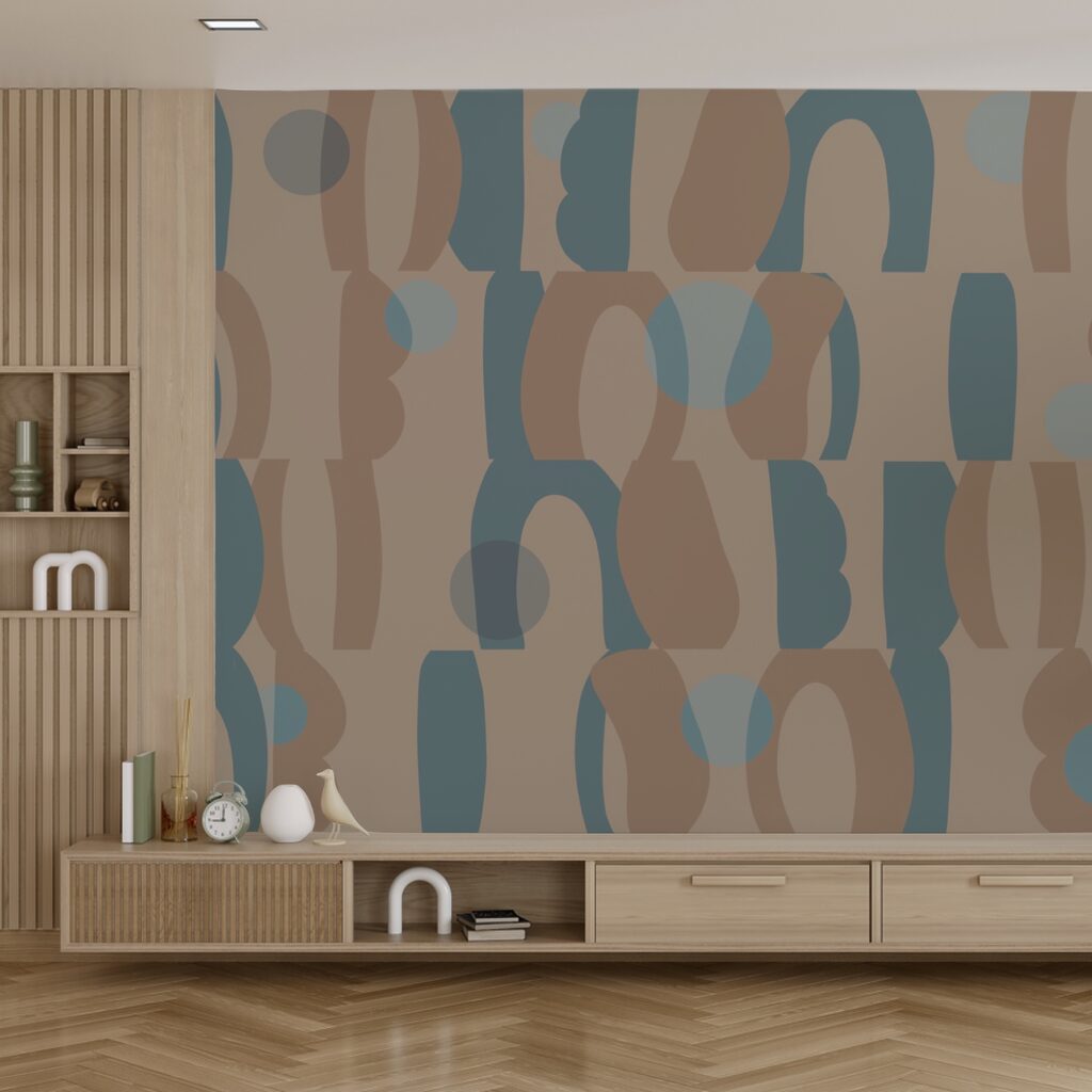 Pattern of blue and brown shapes